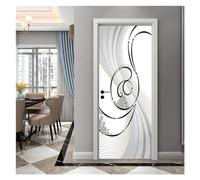 Sticker Porte Autocollant de porte moderne simulant un motif de verre géométrique auto-adhésif fleur autocollant mural étanche salle de lavage décor à la maison décalcomanie (Color : MF48, Size : 77