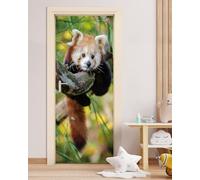 Sticker Porte Autocollant Panda Roux Animal 3D Papier Peint Panda Roux Animal Poster Porte Auto-Adhésif Imperméable Décoration Mur Art Décor Mural Stickers Muraux 77x200 cm m2352