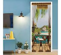 Sticker Porte, Balcon Vue Mer Autocollant Porte Affiche 3D Papier Peint Porte pour Salon Chambre Décoration De La Maison Ambiance de Vacances Stickers Muraux Imperméable 77x200 cm