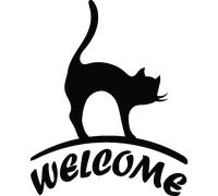 Sticker porte bienvenue avec chat