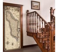 Sticker Porte Carte du Monde Papier Peint, Carte du Monde Autocollant Poster Auto-Adhésif, Chambre Salon Salle de Bain Affiche Art Décor Mural 3D Stickers Porte 90 x 210 cm w.2205