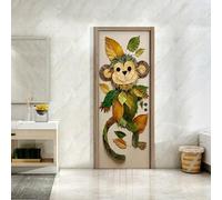 Sticker Porte Chambre Adulte Singe Vert Auto-Adhésif Autocollants De Décoration Pour Porte,Pvc Poster Mural,Stickers Muraux Imperméable Pour Salle De Bain
