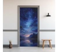 Sticker Porte Ciel Étoile 3D, Sticker Mural Porte 90 x 200 cm Galaxie Voie Lactée Montagnes, pour Salon Chambre Décoration De La Maison Muraux Imperméable Stickers Amovibles