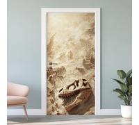 Sticker Porte Dinosaure Autocollants De Porte Squelette de Dinosaure 3D Amovible Relief Animaux Affiche Stickers Mural Décoration pour Chambre Salon Cuisine Salle 77x200 cm U4s271