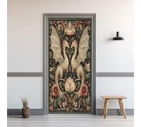 Sticker Porte Dragon, Autocollant de Porte William Morris Fleurs Vintage, Papier Peint Auto-adhésif Amovible Chambre Salon Salle de Bain Décor 95 x 215 cm xsZWAz67
