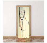 Sticker Porte Effet 3D - Autocollant De Porte Trompe L'Œil - 77X200Cm - Décoration Attrape-Rêves Jaune Mural Papier Peint - Amovible Muraux Stickers -Chambre Salon Cuisine Poster Décoration