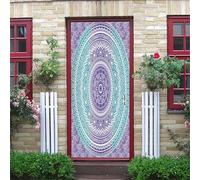 Sticker Porte Effet 3D - Autocollant De Porte Trompe L'Œil - 77X200Cm - Mandala Dégradé Violet Et Bleu Mural Papier Peint - Amovible Muraux Stickers -Chambre Salon Cuisine Poster Décoration