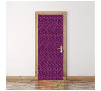 Sticker Porte Effet 3D - Autocollant De Porte Trompe L'Œil - 90X200Cm - Imprimé Léopard Violet Et Rose Coloré Mural Papier Peint - Amovible Muraux Stickers -Chambre Salon Cuisine Poster Décoration