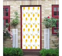 Sticker Porte Effet 3D - Autocollant De Porte Trompe L'Œil - 90X200Cm - Motif Pissenlit Blanc, Bleu Et Jaune Mural Papier Peint - Amovible Muraux Stickers -Chambre Salon Cuisine Poster Décoration