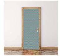 Sticker Porte Effet 3D - Autocollant De Porte Trompe L'Œil - 90X200Cm - Motif Rétro Bleu-Gris Mural Papier Peint - Amovible Muraux Stickers -Chambre Salon Cuisine Poster Décoration