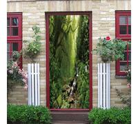 Sticker Porte Effet 3D - Autocollant De Porte Trompe L'Œil - 90X200Cm - Paysage De Rêve Au Bord D'Un Ruisseau Forestier Mural Papier Peint - Amovible Muraux Stickers -Chambre Salon Cuisine Poster D