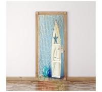 Sticker Porte Effet 3D - Autocollant De Porte Trompe L'Œil - 90X200Cm - Style Océan Bleu Mural Papier Peint - Amovible Muraux Stickers -Chambre Salon Cuisine Poster Décoration