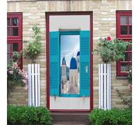 Sticker Porte Effet 3D - Autocollant De Porte Trompe L'Œil - 90X200Cm - Style Santorin Mural Papier Peint - Amovible Muraux Stickers -Chambre Salon Cuisine Poster Décoration