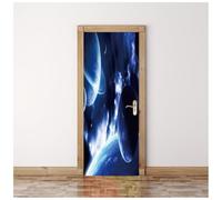 Sticker Porte Effet 3D - Autocollant De Porte Trompe L'Œil - 90X200Cm - Univers Fantastique Bleu Mural Papier Peint - Amovible Muraux Stickers -Chambre Salon Cuisine Poster Décoration