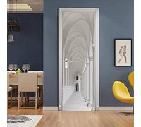 Sticker Porte Effet 3D Couloir De La Colonne Romaine Blanche 77 X 200 Cm - Autocollant Porte Trompe L'Œil - Poster De Porte - Stickers Muraux Salon Porte, Cuisine, Chambre, Salle De Bain - Sticker Mu
