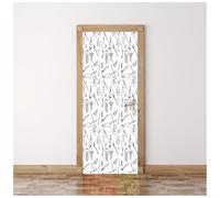 Sticker Porte Éléments Médicaux Amusants En Noir Et Blanc Trompe L'Oeil Effet 3D Pour Décoration Autocollant De Porte 90X200Cm Chambre Salon Cuisine Salle De Bain Papier Peint Imperméable Amovible