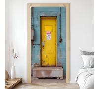 Sticker Porte en Fer Rouillé Métallique Grunge 3D 83x204 cm Autocollants Porte Mural Trompe L'oeil Effect Auto-adhésif Vinyle Stickers Muraux Maison Décoration R3d95