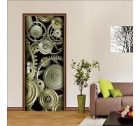 Sticker Porte Engrenage Industriel Papier Peint Porte, Engrenage Industriel Autocollant Poster Porte Auto-Adhésif, Chambre Salon Affiche Art Décor Mural 3D Stickers Porte 77 x 200 cm q864