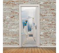 Sticker Porte Escalier vers la mer Papier Peint pour Porte Stickers Trompe Loeil Papier Peint 3d Trompe L'oeil Poster de Porte L83 x H204cm
