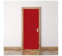 Sticker Porte Fissures Noires Sur Fond Rouge Trompe L'Oeil Effet 3D Pour Décoration Autocollant De Porte 90X200Cm Chambre Salon Cuisine Salle De Bain Papier Peint Imperméable Amovible Muraux