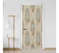 Sticker Porte Fleurs Cadre Vintage Effet 3D Vinyle Auto-adhésif Imperméable Amovible Papier Peint Porte Rural Française 93x205 cm pour Salon Chambre Salle de Bain Su221