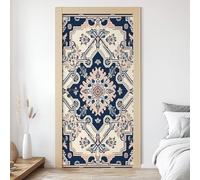 Sticker Porte Fleurs Ethnique Autocollants de Porte Motif Floral Rétro 3D Amovible Tradition Affiche Sticker Autocollants de Décoration Chambre Salon Cuisine Salle 63x205 cm A4d94