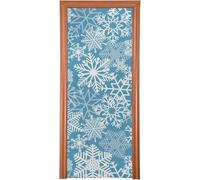 Sticker Porte Flocon de Neige Bleu Autocollant de Porte 3D Noël Papier Peint Trompe l'Oeil Stickers Poster Muraux de Décoration pour Mural Salon Chambre 100x200 cm a/1663