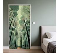 Sticker Porte Forêt, Sticker Mural Porte 73x205 cm Arbre Jungle Des Bois Plante, pour Salon Chambre Décoration De La Maison Muraux Imperméable Stickers Amovibles