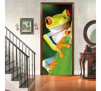 Sticker Porte Grenouille Papier Peint Porte, Grenouille Autocollant Poster Porte Auto-Adhésif, Chambre Salon Salle de Bain Affiche Art Décor Mural 3D Stickers Porte 77 x 200 cm q6968