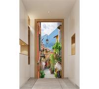 Sticker Porte Italie Papier Peint Porte Maison de Campagne En Ville 3D Stickers de Porte Trompe l'Oeil Autocollant de Décoration pour Porte Mural Salon Chambre Poster Porte 90x200 cm 9474m