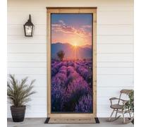 Sticker Porte Lavande Papier Peint, Paysage Au Coucher du Soleil Autocollant Poster Auto-Adhésif, Chambre Salon Salle de Bain Affiche Art Décor Mural 3D Stickers Porte 95 x 215 cm w.2192