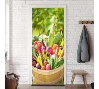 Sticker Porte Légumes Verts Papier Peint, Légumes Nourriture Autocollant Poster Auto-Adhésif, Chambre Salon Salle de Bain Affiche Art Décor Mural 3D Stickers Porte 77 x 200 cm q.10385