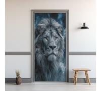 Sticker Porte Lion Animal, Sticker Mural Porte 86x200 cm Ciel Étoilé, pour Salon Chambre Décoration de la Maison Muraux Imperméable Stickers Amovibles O-244