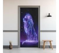 Sticker Porte Lion, Sticker Mural Porte 86x200 cm Constellation Étoile, pour Salon Chambre Décoration de la Maison Muraux Imperméable Stickers Amovibles O-220