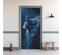 Sticker Porte Lion, Sticker Mural Porte 90x200 cm Papillon, pour Salon Chambre Décoration de la Maison Muraux Imperméable Stickers Amovibles O-229
