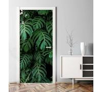 Sticker Porte Monstera Autocollant de Porte 3D Plantes Tropicales Vertes Papier Peint Trompe l'Oeil Stickers Poster Muraux de Décoration pour Mural Salon Chambre 77x200 cm a/641