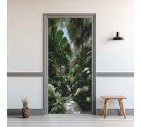 Sticker Porte Monstera, Autocollant Porte Feuilles De Palmier Vert, Papier Peint pour Salon Chambre Décor Maison, Stickers Muraux PVC Auto-Adhésif Amovible Imperméable 70x200cm