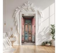 Sticker Porte Motif en Bois Vintage 3D, Papier Peint Trompe-l'œil, Autocollant Porte Auto-adhésif Amovibles, Pour Salon Chambre Décoration De La Maison 73 x 205 cm