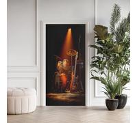 Sticker Porte musique Rock, Autocollant de porte Musique Instrument Guitare, Papier Peint Auto-adhésif Amovible Chambre Salon Salle de Bain Décor 95 x 215 cm G9w3124A