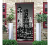 Sticker Porte New York Papier Peint Porte New York 3D Stickers de Porte Trompe l'Oeil Autocollant de Décoration pour Porte Mural Salon Chambre Poster Porte 85x200 cm a3180