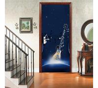 Sticker Porte Note Papier Peint Porte Guitare de Musique 3D Stickers de Porte Trompe l'Oeil Autocollant de Décoration pour Porte Mural Salon Chambre Poster Porte 85x200 cm a8129