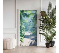 Sticker Porte Palmier, Sticker Mural Porte 73x205 cm Forêt Tropicale Jungle Cocotier Plante, pour Salon Chambre Décoration De La Maison Muraux Imperméable Stickers Amovibles