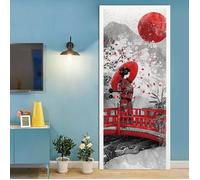 Sticker Porte - Papier Peint Adhesif - Impressions du Japon - Effet Trompe l'oeil - 3D