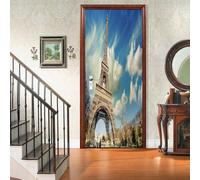 Sticker Porte Paris Papier Peint Porte, Paris Autocollant Poster Porte Auto-Adhésif, Chambre Salon Salle de Bain Affiche Art Décor Mural 3D Stickers Porte 77 x 200 cm q6205