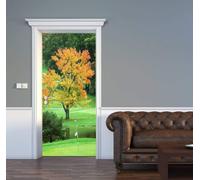 Sticker Porte Paysage Autocollant de Porte 3D Vert Papier Peint Trompe l'Oeil Stickers Poster Muraux de Décoration pour Mural Salon Chambre 88x200 cm a/3586