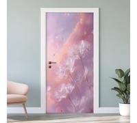 Sticker Porte Pissenlit Autocollants de Porte Fleur Pissenlit 3D Amovible Rose Floral Affiche Sticker Autocollants de Décoration Chambre Salon Cuisine Salle 77x200cm F6k21