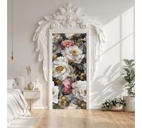 Sticker Porte Pivoine, Sticker Mural Porte 63 x 205 cm Rétro Fleurs Baroque, pour Salon Chambre Décoration De La Maison Muraux Imperméable Stickers Amovibles