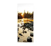 Sticker Porte Plage au coucher du soleil L88 x H200 cm 3D Intérieure Muraux PVC Stickers pour Décoration Mur Salon Cuisine Chambre Salle de Bain Papier Peint