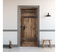 Sticker Porte Planche De Bois, Autocollant Porte Auto-Adhésif Porte De Grange Rétro, Stickers Muraux Amovible PVC Imperméable pour Chambre Salon Salle de Bain Décor 95x215cm