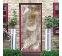 Sticker Porte Plume Papier Peint Porte Rétro Bohème 3D Stickers de Porte Trompe l'Oeil Autocollant de Décoration pour Porte Mural Salon Chambre Poster Porte 95x215 cm 6565m